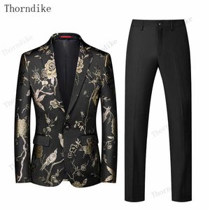 Thorndike 2020 Dernières conceptions de pantalons de manteau hommes costume slim fit tuxedos élégants robe de soirée d'affaires de mariage veste d'été + pantalon x0909