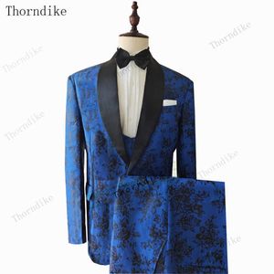 Thorndike 2020 nouveau costume de bal de mariage masculin blanc Slim Fit smoking hommes vêtements de travail formels costumes 3 pièces ensemble (veste + pantalon + gilet) X0909