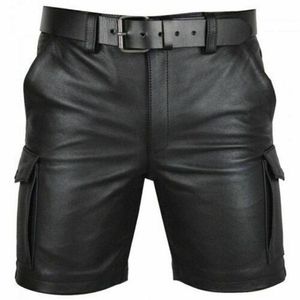 Thoshine Marque D'été Hommes En Cuir Shorts Élastique Survêtement Pantalon Court Mâle De Mode PU Faux 210716