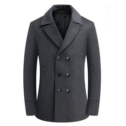 Thoshine Merk Winter 50% Wol Mannen Dikke Jassen Hoge Kwaliteit Slim Fit Double Breasted Mode Wol Mengsels Uitloper Jassen Zakken LJ201110