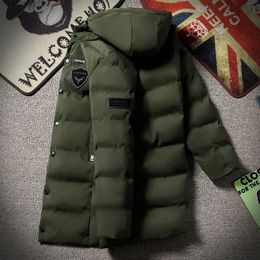 Thoshine Marque Hiver Hommes Épais Parkas À Capuche Patch Designs Heavyweight Mâle Survêtement Chaud Vestes Long Coton Doublure Manteaux 201104