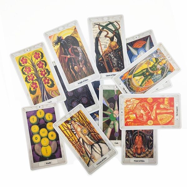 Guía de cartas del Tarot de Thoth, juego de mesa de cubierta de tarot del destino de la adivinación, 78 cartas/juego