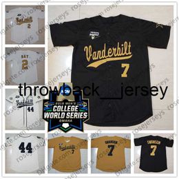 Thr 2019 NCAA Vanderbilt Commodores # 7 Dansby Swanson 13 Walker Buehler 14 David Price 20 Bryan Reynolds 24 Pedro Alvarez Maillot Noir Blanc