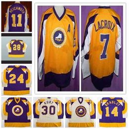 Thr 401973-74 Gary Coulter Brian Bradley Craig Reichmuth ANDRE LACROIX Maillots de hockey rétro WHA Golden Blade de New York personnalisés N'importe quel nombre et nom