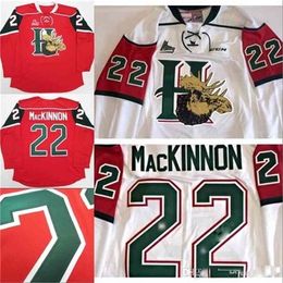 Thr 40Halifax Mooseheads # 22 Nathan Mackinnon Hockey Jersey Personaliseer wit Rood 100% gestikte borduurwerkhockey jerseys