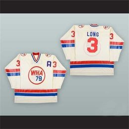 Thr 40Thr tage hommes WHA 3 Barry Long 1978-79 WHA All Star jeu de broderie maillot de hockey blanc personnalisé