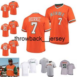 thr 45 Edgardo Villega College Miami Hurricanes Baseball Jersey Jacob Burke Carson Palmquist Walters Yohandy Morales CJ Kayfus Dorian Gonzalez Jr Maillots