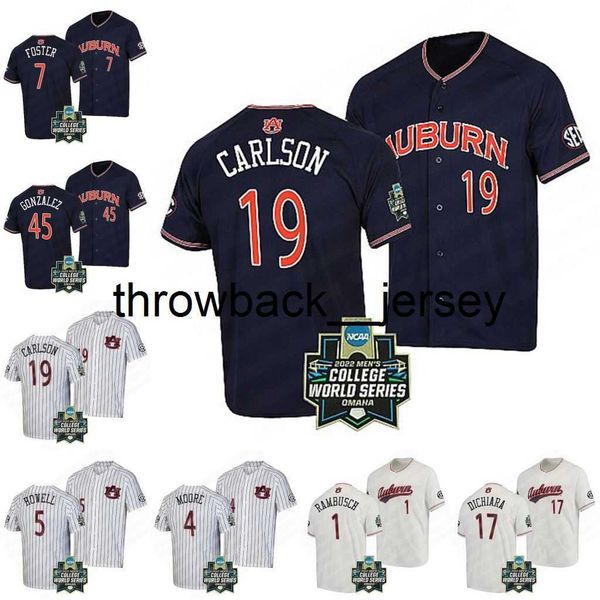 Maillot de baseball mondial College Auburn Tigers 2022 Brooks Carlson Brody Moore Bobby Peirce Sonny DiChiara Blake Rambusch Joseph Gonzalez Cole Foster Howell Jerse