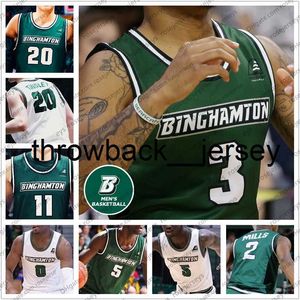 thr Custom Binghamton Bearcats 2020 Basketball #3 Sam Sessoms 20 George Tinsley 2 Brenton Mills 5 Pierre Sarr Men Youth Kid NCAA Jerseys 4XL