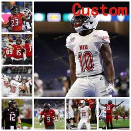 Thr Custom Northern Illinois Huskies NIU College Football Jerseys 27 Mark Aitken 29 Woodly Appolon 3 Burkhead Richie 31 Mark Kellar Cousu