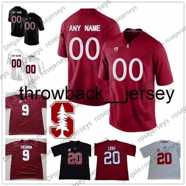 thr Custom Stanford Cardinal Football # 5 Christian McCaffrey 3 KJ Costello 15 Davis Mills Arcega-Whiteside Ertz Elway Maillot Noir Rouge Blanc 4XL