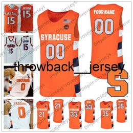 thr Personnalisé Syracuse Orange 2020 Basketball N'importe quel Nom Numéro Blanc # 21 Marek Dolezaj 33 Elijah Hughes 35 Buddy Boeheim Hommes Jeunesse Kid Jersey 4XL