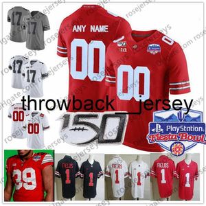 thr Aangepaste Ohio State Buckeyes Fields Jersey Custom Playoff Fiesta Bowl Garrett Wilson KJ Hill Jr. Chris Olave CJ Saunders Men Youth Kid