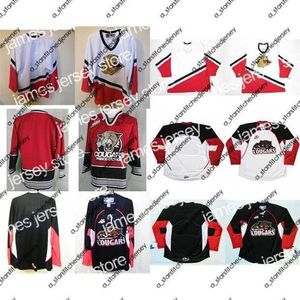 Thr Hombres Mujeres Niños Whl Prince George Cougars Blanco Rojo Negro 100% Ed Camisetas de hockey sobre hielo