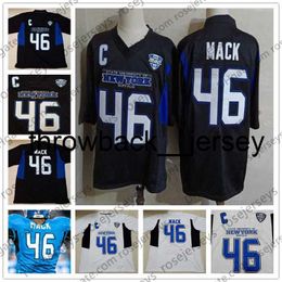 thr NCAA Buffalo Bulls # 46 Khalil Mack Black Vintage Jersey Bianco Retro State University of New York College Football Uomo Donna Youth Kid S-3XL