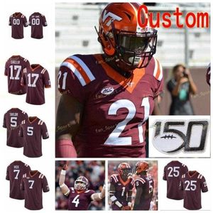 Thr NCAA College Jerseys Virginia Tech Hokies 26 Jovonn Quillen 33 McClease 49 Edmunds 5 Ryan Willis 82 James Mitchell Custom Football Stitched