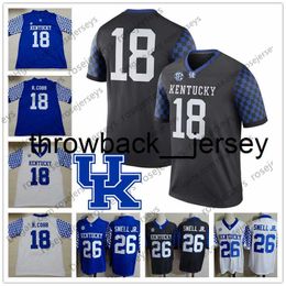 Thr NCAA Kentucky Wildcats # 18 Randall Cobb 66 George Blanda 57 Dermontti Dawson 88 Jeff Van Note 97 Art Still Blue Maillot de football à la retraite