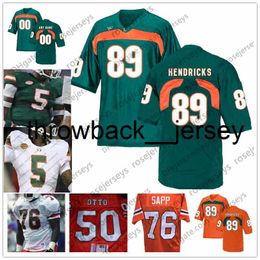 Thr NCAA Miami Hurricanes # 76 Warren Sapp 81 Calais Campbell 82 Greg Olsen 86 David Njoku 87 Reggie Wayne 89 Ted Hendricks Maillot à la retraite