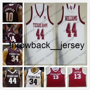 thr NCAA Texas AM Aggies # 44 Robert Williams 0 Jay Chandler 13 Brandon Mahan 32 Josh Nebo blanc rouge College Basketball Jerseys S-4XL