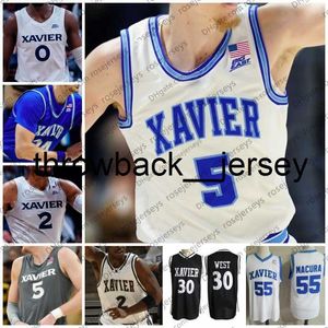 thr NCAA Xavier Musketeers Basketbal Jersey 30 West 55 Crawford Macura Desmond Claude Kam Craft Cesare Edwards Mannen Vrouwen Jeugd Kid Aangepaste Jerseys S-4XL