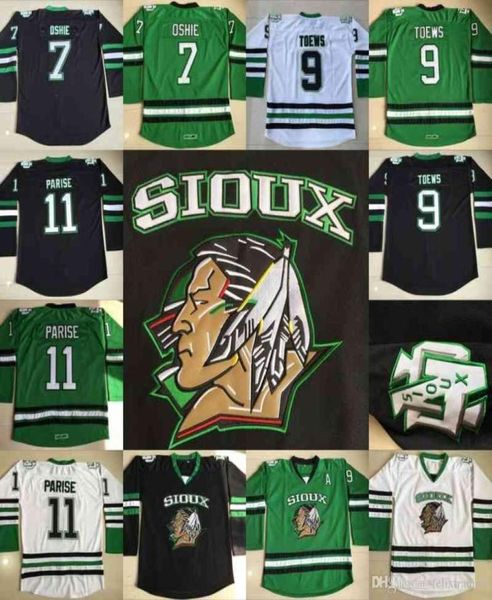 Thr Dakota du Nord Fighting Sioux Hockey Jerseys 9 Jonathan Toews 7 TJ Oshie 11 Zach Parise Fighting Sioux DAKOTA College Hockey J3458945