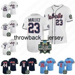 thr Ole Miss Rebels 2022 College World Baseball Jersey Brandon Johnson Tim Elko Dylan Delucia Jacob Gonzalez Kevin Graham Peyton Chatagnier Derek Diamond Jerseys