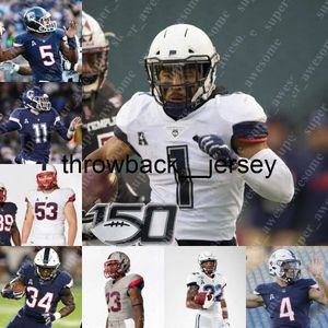 Maillot de football UConn Huskies Lwal Uguak Jackson Mitchell Dalmont Gourdine Collin McCarthy Jeremy Lucien Tre Wortham Justin Moore Dan Orlovsky Donald Brown Ott