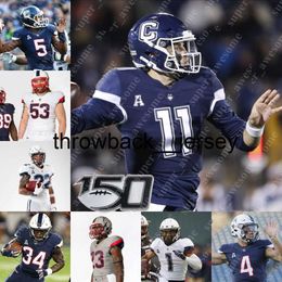 Maillot de football UConn Huskies Robert Burns Cameron Hairston Jahkai Gill Steven Krajewski Brian Brewton D.J. Morgan Durante Jones Omar Fortt Myles Bell Hunter Webb