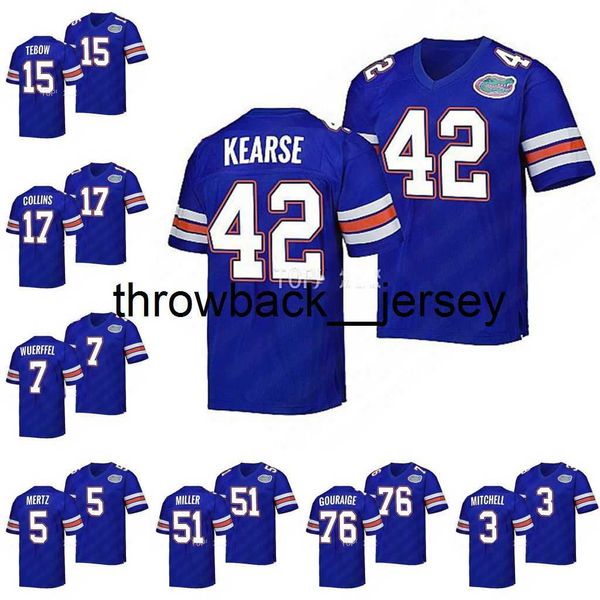 Thr Vintage Florida Gators 5 Graham Mertz Maillot de Football Hommes Treyaun Webb Tim Tebow Trey Dean III Danny Wuerffel Ventrell Miller Dante Fowler Teradja Mitchell Jers