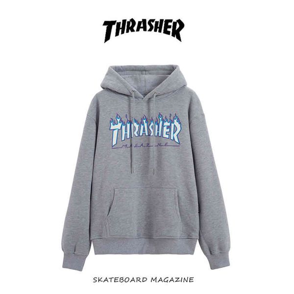 Thrasher Ice Fire Flame pull à capuche Wang Yibo039s même hommes et femmes 039s pull ample 847