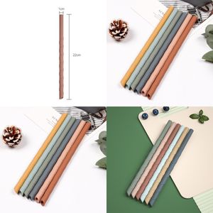 Thread Food Grade Silicone Straw No Trace Buigbare Pure Kleur Schroef Rietjes Herbruikbare Milieu Recyclebare Multicolor Nieuwe Collectie 1 8HK J2