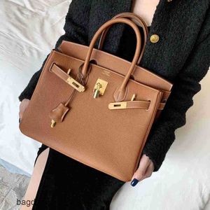 Thread h Bag Designer Hand Bags Platinum Grain Hermee Birkins Lock Cowhide Togo Leather Litchi Portable Women's Leisure 4r5