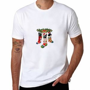 drie Australische Kelpie In Sock Christmas Santa X-mas Dog T-Shirt kawaii kleding tops vintage heren grafische t-shirts pack U3Ny #