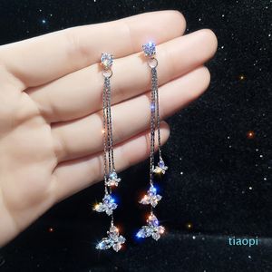 Drie Butterfly Crystal Drop Long Tassel Dangle Oorbellen voor Vrouwen Verklaring Oorbel Sieraden Geschenken