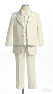 Traje de boda para niño con solapa de muesca de diseño completo para niño de alta calidad con tres botones, atuendo para niño hecho a medida (chaqueta + pantalón + corbata + chaleco) A A