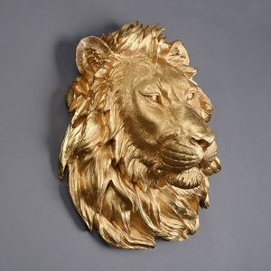 Trois couleurs grande taille tête de Lion décoration murale suspendue tête d'animal pendentif en résine ornements muraux accessoires pour la maison