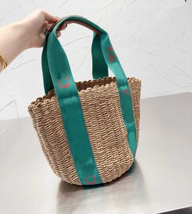 Sacs de plage trois couleurs, panier tissé en paille, fourre-tout carré, sac à main avec lettres de luxe de styliste pour bord de mer, 230306