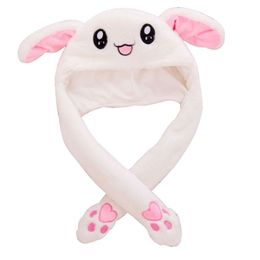 Casquettes d'airbag en peluche trois couleurs, chapeaux de lapin animaux mignons avec oreilles mobiles, chapeau de lapin pour femmes et enfants de 15 à 5 mois BB