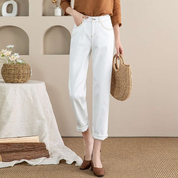 Trois défense Harlan jean femme printemps pantalon nouveau papa ample pantalon blanc radis pantalon printemps/été petits pieds pantalon femme