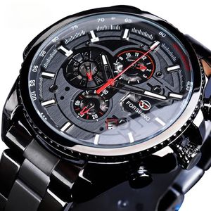Montres-bracelets mécaniques et automatiques pour hommes, en acier inoxydable, avec calendrier à trois cadrans, marque de luxe, Sport militaire, horloge 2051