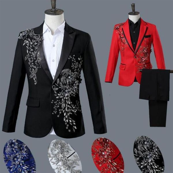 Tridimensional Bilateral mosaico diamante Blazer hombres vestido Formal último abrigo pantalones diseños traje trajes de boda para hombres Bl288L