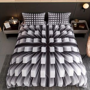 Ensemble de literie tridimensionnel noir et blanc housse de couette douce et confortable pour chambre à coucher chambre d'amis 1 * housse de couette 2 * taies d'oreiller 240202