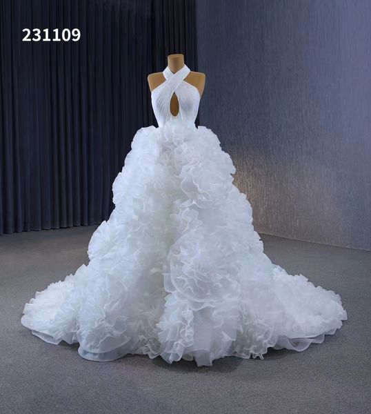 Jupe moelleuse taille haute à fleurs en trois dimensions glisser de luxe sur la robe de mariée SM231109