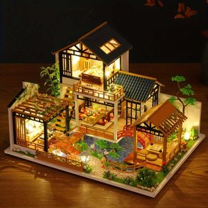 Rompecabezas Tridimensional Modelo De Construcción Ensamblado Estilo Chino Villa Yard Kit De Casa De Muñecas Juguete De Bricolaje En Miniatura, Decoraciones De Dormitorio para El Hogar con Muebles De Madera