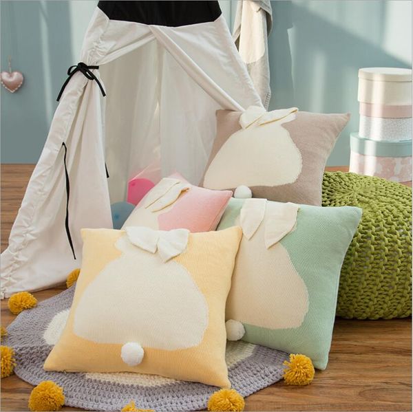 Funda de almohada de conejo, funda de almohada de punto de algodón tridimensional sin núcleo, funda de almohada para habitación de niños, fundas de lana