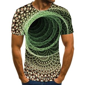 Drie-dimensionale tunnel grafische T-shirt Casual Harajuku Tops 3D Lattice Heren T-shirt Zomer O-hals Shirt Plus Size Streetwear