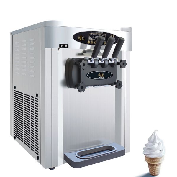 Machine de fabrication de crème glacée à trois saveurs Distributeur automatique de crème glacée de bureau électrique Appareils ménagers commerciaux