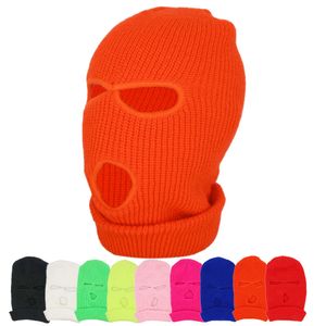 Gorro de lana enmascarado de tres agujeros divertido para hombres y mujeres Otoño Invierno máscara de ciclismo a prueba de viento al aire libre tejida 455L