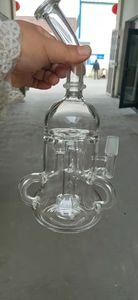 Drie gaten reflux waterpijp glas, Zwitserse perc recycler, waterpijp, olie booreiland douchekop filter, volledige hoogte 10,6 inch