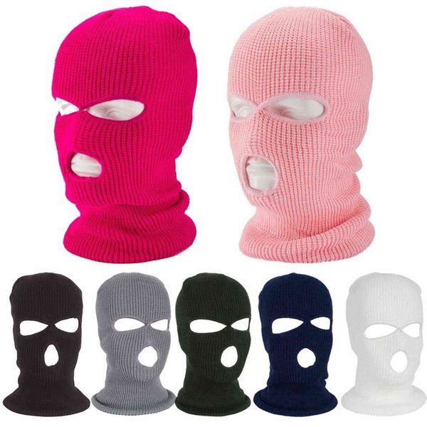 Chapeau tricoté de laine trois trous ski maks hat bandit baotou cyclisme extérieur ski coupe-vent masque hiver chapeaux de mode cadeau de mode casse-tête Y21111